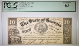 1865 $10 STATE OF GEORGIA  PCGS 63