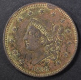1836 LARGE CENT, XF