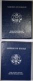 2002 & 03 PROOF AMERICAN SILVER EAGLES BOXES/COA