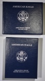 2006 & 07 PROOF AMERICAN SILVER EAGLES BOXES/COA