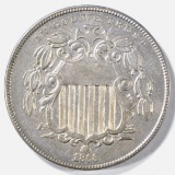 1868 SHIELD NICKEL AU