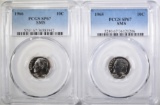 1965 & 1966 SMS ROOSEVELT DIMES, PCGS SP-67