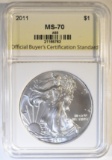 2011 AMERICAN SILVER EAGLE OBCS PERFECT GEM BU