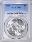 1922 PEACE DOLLAR, PCGS MS-63