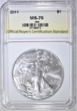 2011 AMERICAN SILVER EAGLE OBCS PERFECT GEM BU