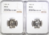 (2) 1965 NICKELS NGC MS-66