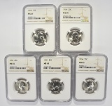 (5) 1964 WASHINGTON QTR NGC MS65