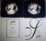 2007-W & 2010-W PROOF AMERICAN SILVER EAGLES  OGP