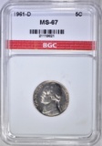 1961-D JEFFERSON NICKEL  BGC SUPERB GEM