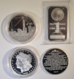 3 1 OZ SILVER ROUNDS & 1 1 OZ SILVER BAR