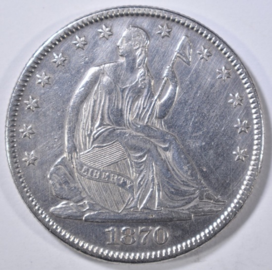 1870 SEATED LIBERTY HALF DOLLAR AU