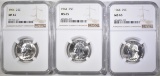 3-1964 WASHINGTON QUARTERS, NGC MS-65