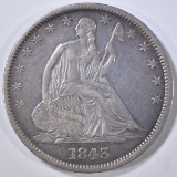 1843-O SEATED LIBERTY HALF DOLLAR XF/AU