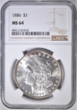 1886  MORGAN DOLLAR, NGC MS-64