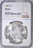 1889 MORGAN DOLLAR, NGC MS-64