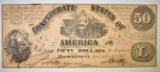 1861 $50 CONFEDERATE STATES NOTE AU