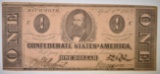 1863 $1 CONFEDERATE STATES NOTE AU