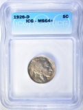 1926-D BUFFALO NICKEL  ICG MS-64+