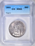 1921 PILGRIM COMMEM HALF DOLLAR  ICG MS-65