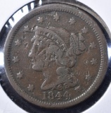 1844/81 LARGE CENT, VG/FINE