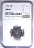 1955 JEFFERSON NICKEL NGC MS-66