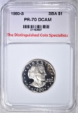 1980-S SBA DOLLAR, TDCS PERFECT GEM PROOF DCAM