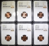 3 1990-D & 3 91-D LINCOLN CENTS NGC MS-66 RD