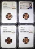 4 LINCOLN CENTS NGC MS-66 RD