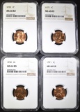 1971, 72, 73, 74 LINCOLN CENTS NGC MS-66 RD