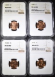 1972-P,D & 89-P,D LINCOLN CENTS NGC MS-66 RD