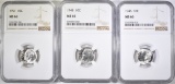 1946,48 & 51 ROOSEVELT DIMES, NGC MS-66