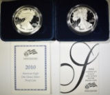 2008 & 10 PROOF AMERICAN SILVER EAGLES