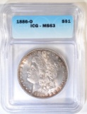 1886-O MORGAN DOLLAR ICG MS-63