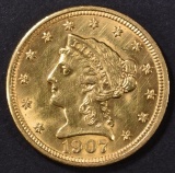 1907 $2.5 GOLD LIBERTY CH BU