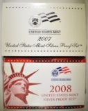 2007 & 2008 US MINT SILVER PROOF SETS