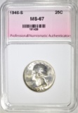 1946-S WASHINGTON QUARTER  PNA SUPERB GEM