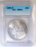 1880-O MORGAN DOLLAR   ICG MS-62