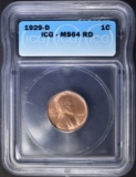 1929-D LINCOLN CENT  ICG ME-64 RD