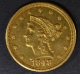 1848-C $2.5 GOLD LIBERTY  CH BU  OLD CLEANING