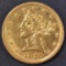1846-D $5 GOLD LIBERTY  BU