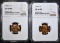 1936 & 1940 LINCOLN CENTS, NGC MS-66 RD