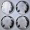 4- .999 1oz SILVER BUFFALO ROUNDS