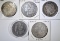 5 CIRCULATED MORGAN DOLLARS