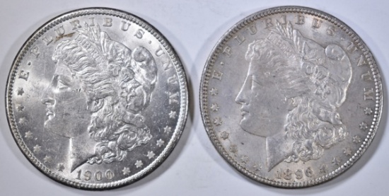 1896 & 1900 MORGAN DOLLARS, CH BU