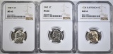 1938-D, 1940, & 1942-S JEFFERSON NICKELS- NGC MS-6