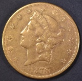 1878-CC $20 GOLD LIBERTY  XF/AU