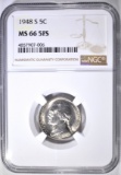 1948-S JEFFERSON NICKEL NGC MS-66 5FS