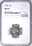 1955 JEFFERSON NICKEL NGC MS-66