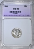 1944 MERCURY DIME, APCG SUPERB GEM+ BU