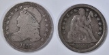 1837 VG BUST DIME & 1853-O FINE SEATED DIME